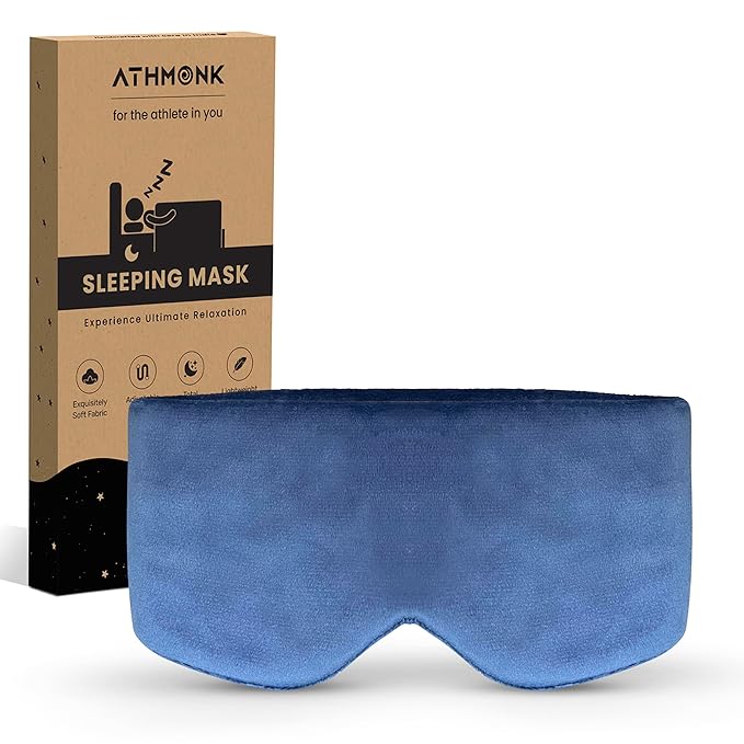 Athmonk Luxury Velvet Extra-Wide Sleeping Eye Mask Blind Fold - Velcro Strap